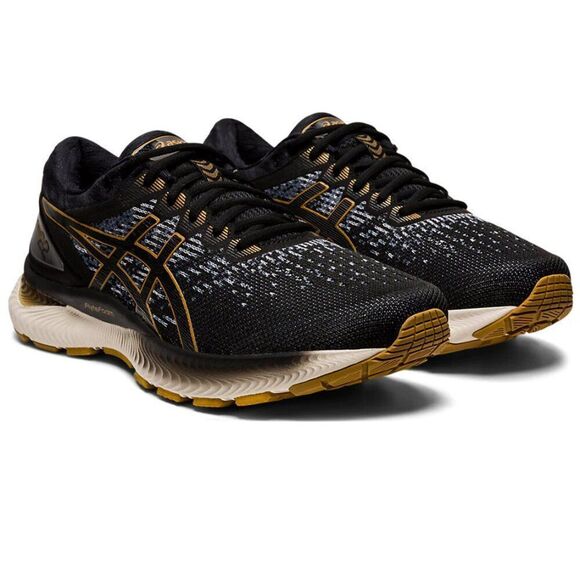 NIB Asics Gel-Nimbus 22 1011A794.001 Sneaker Men's US 6 39 EUR Knit Black Gold - Picture 1 of 5